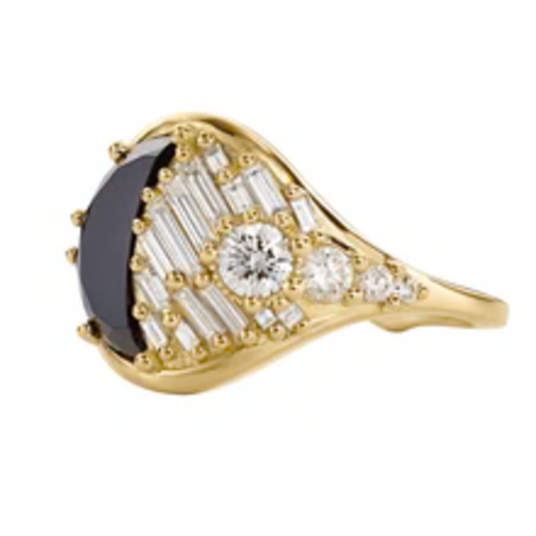 Artemer New Moon Black Diamond Engagement Ring