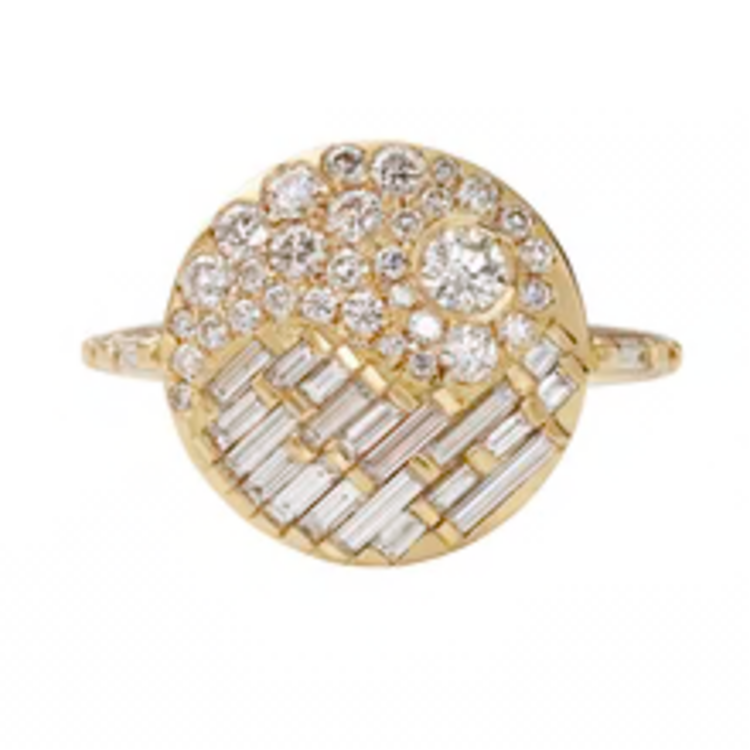 Duo Baguette and Brilliant Cut Diamond Engagement Ring