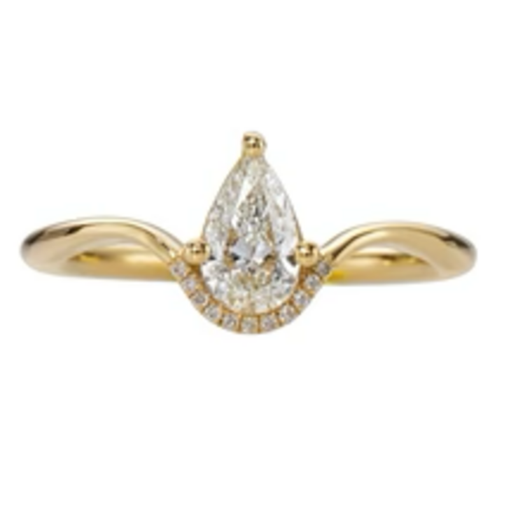 Artemer Floating Pear Cut Diamond Engagement Ring in a Classic Style