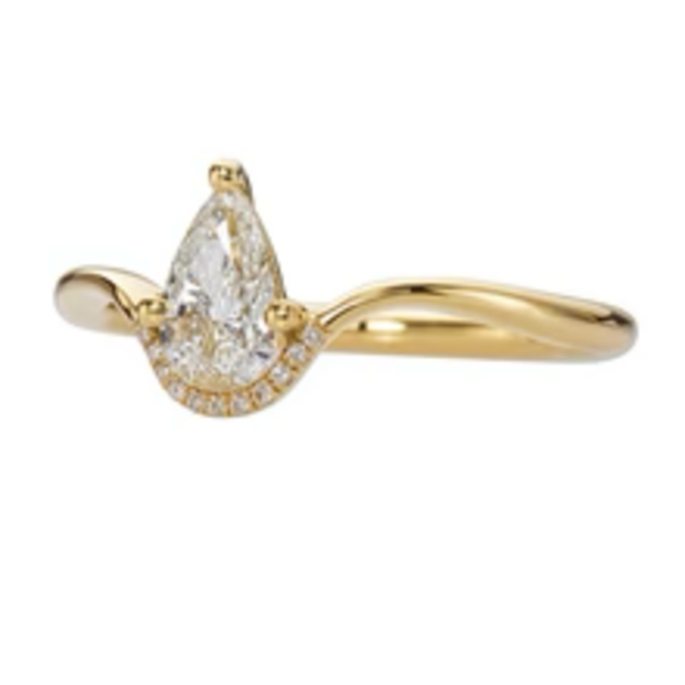 Artemer Floating Pear Cut Diamond Engagement Ring in a Classic Style