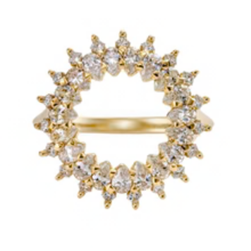 Artemer Diamond Lace Ring with Cluster of Pear and Princess Cut Diamonds
