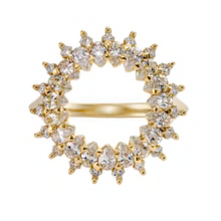 Artemer Diamond Lace Ring with Cluster of Pear and Princess Cut Diamonds