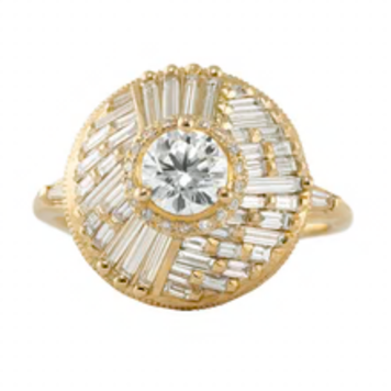 Artemer Halo Engagement Ring with Baguette Diamonds