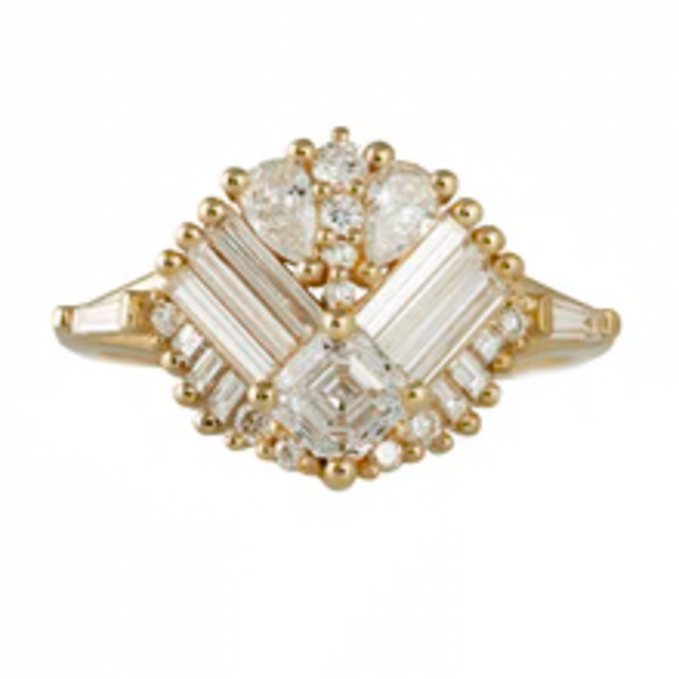 Artemer Mirrored Cluster Ring with Asscher Cut Diamond