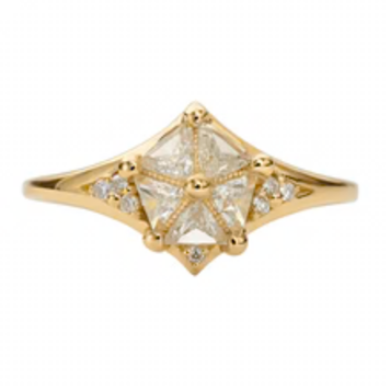 Star Engagement Ring with Five Triangle Cut Diamonds