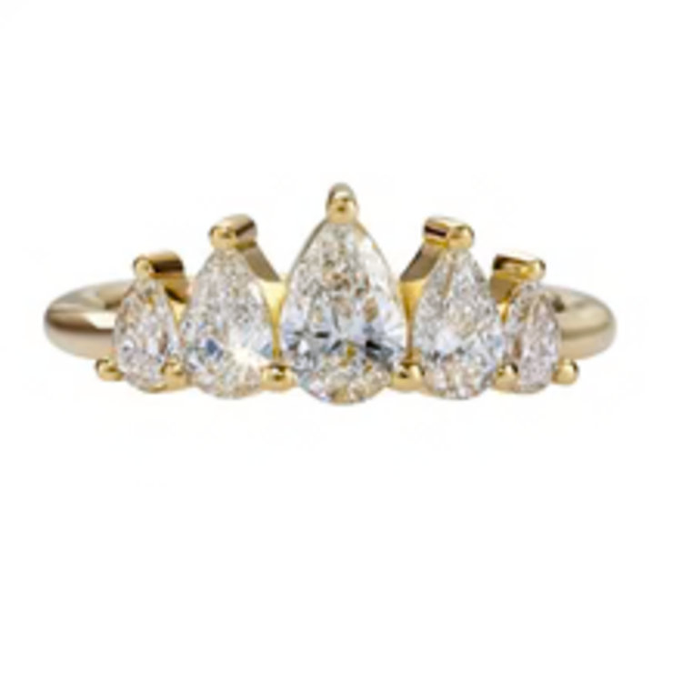 Artemer Pear Diamond Engagement Ring with Five Gradient Diamonds