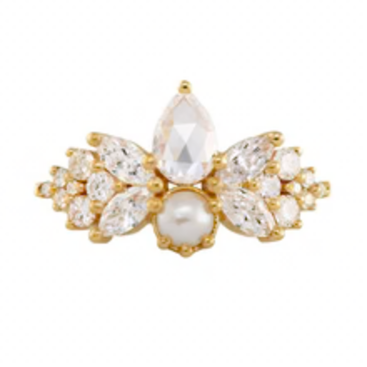 Artemer Rose Cut Diamond Ring with Freshwater Pearl - Diamond Butterfly