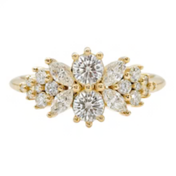 Artemer Cluster Engagement Ring with Round Diamonds - Flora