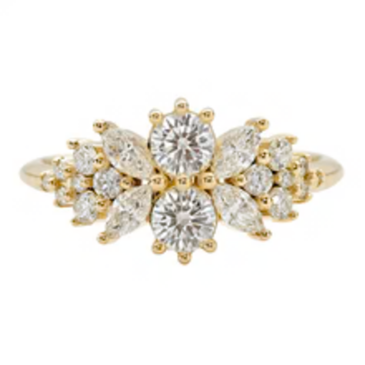 Artemer Cluster Engagement Ring with Round Diamonds - Flora