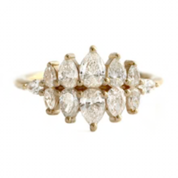 Artemer Pear Diamond Cluster Ring - Pear Engagement Ring