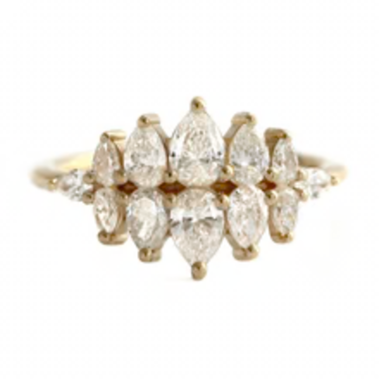 Artemer Pear Diamond Cluster Ring - Pear Engagement Ring