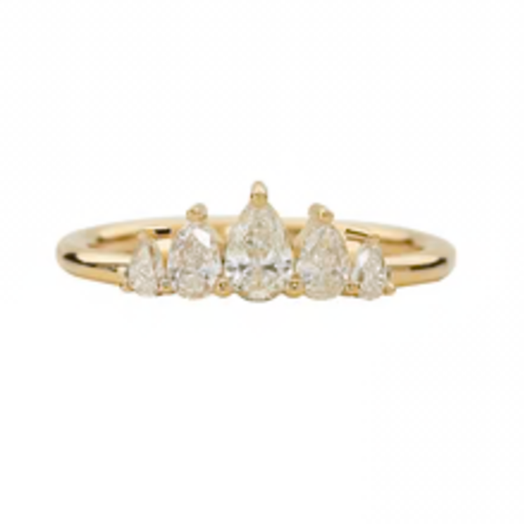 Artemer Unique Pear Diamond Engagement Ring - Five Diamond Ring