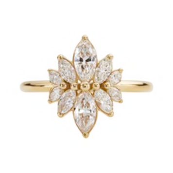 Artemer Marquise Cut Diamond Cluster Engagement Ring - Flower Diamond Cluster ring