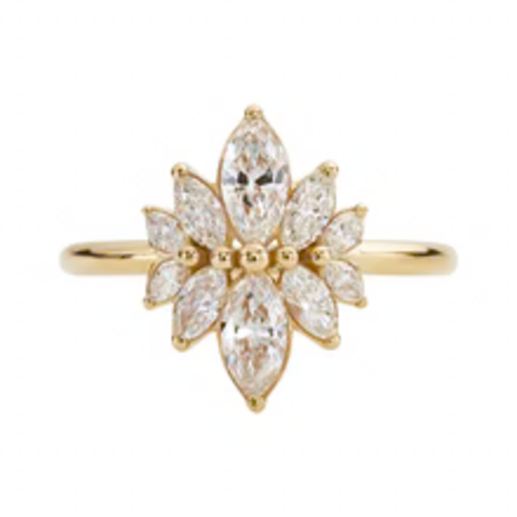 Artemer Marquise Cut Diamond Cluster Engagement Ring - Flower Diamond Cluster ring