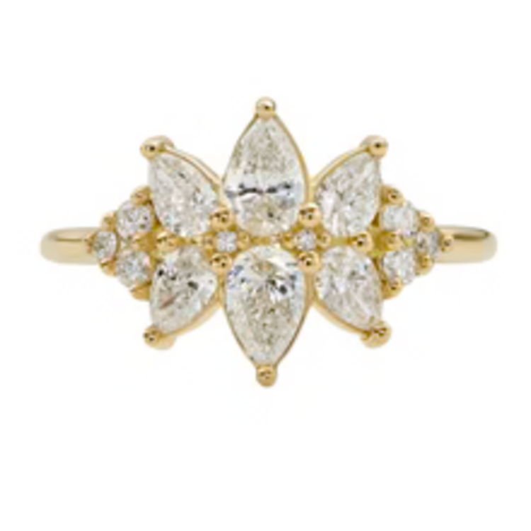 Artemer Cluster Ring Set With Diamonds - VS Diamond Ring - Flora