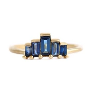 Artemer Blue Sapphires Baguette Cut Engagement Ring - Blue Sapphire Ring