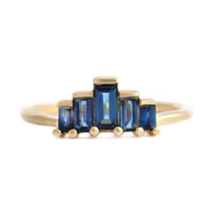 Artemer Blue Sapphires Baguette Cut Engagement Ring - Blue Sapphire Ring