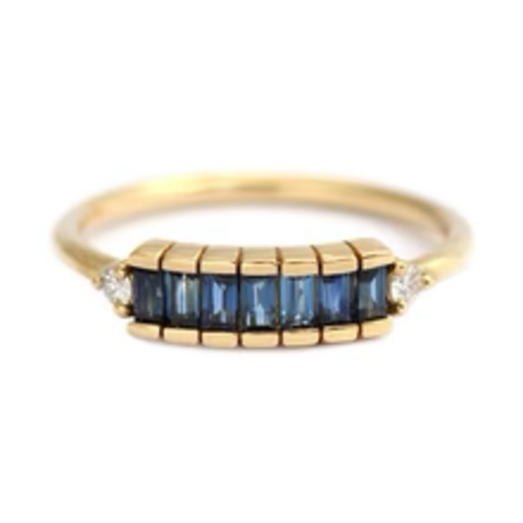Artemer Blue Sapphire Baguette Engagement Ring - Art Deco Blue Sapphire Ring