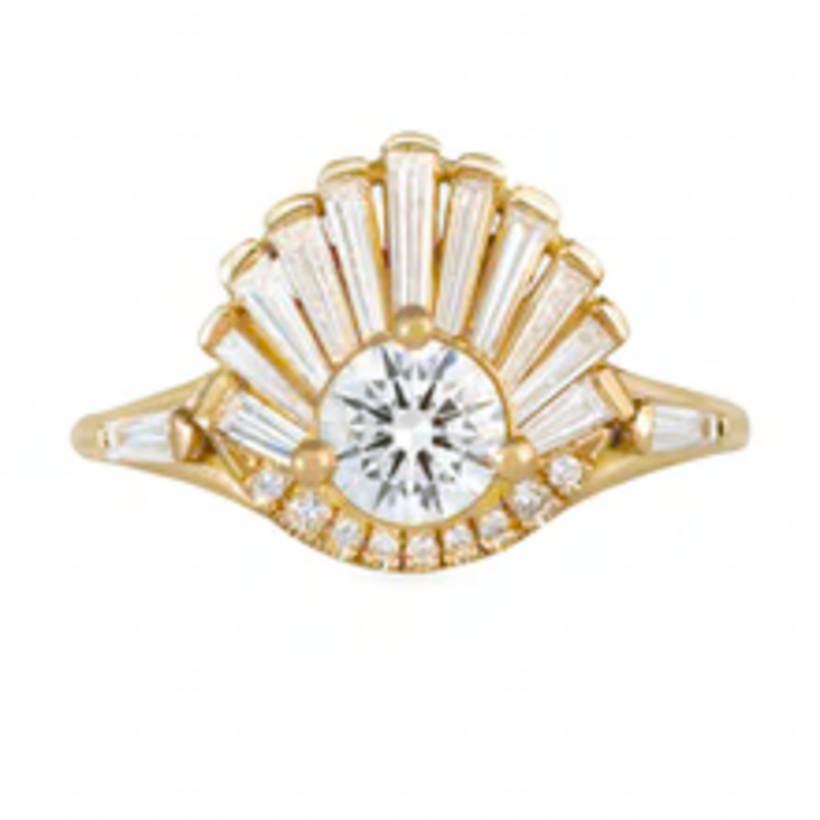 Artemer Vintage Art Deco Ring - Baguette Crown Cluster Engagement Ring
