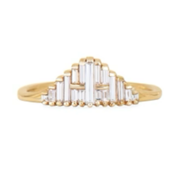 Artemer Vintage Style Engagement Ring - Art Deco Baguette Diamond Cluster Ring