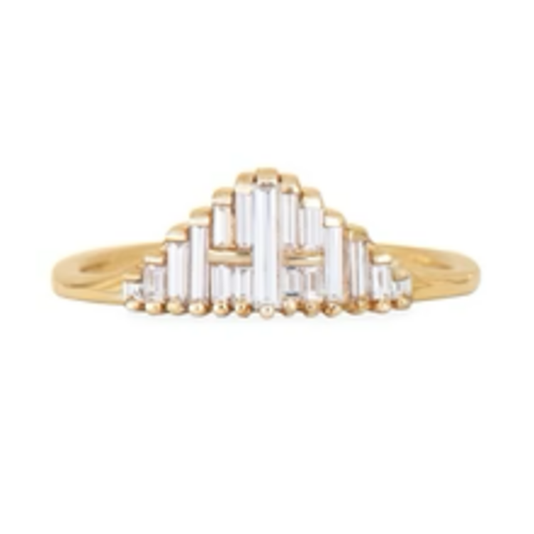 Artemer Vintage Style Engagement Ring - Art Deco Baguette Diamond Cluster Ring
