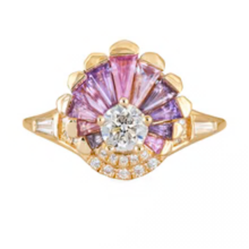 Artemer Deco Engagement Ring with Purple and Lilac Sapphires