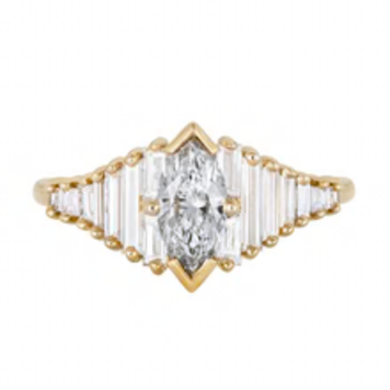 Artemer Deco Engagement Ring with Marquise Diamond