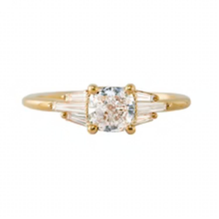 Artemer Deco Engagement Ring with Cushion Diamond