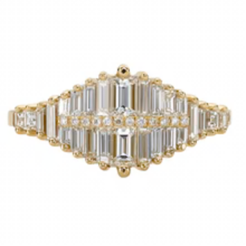 Artemer Gradient Diamond Ring with Baguette and Pave Diamonds