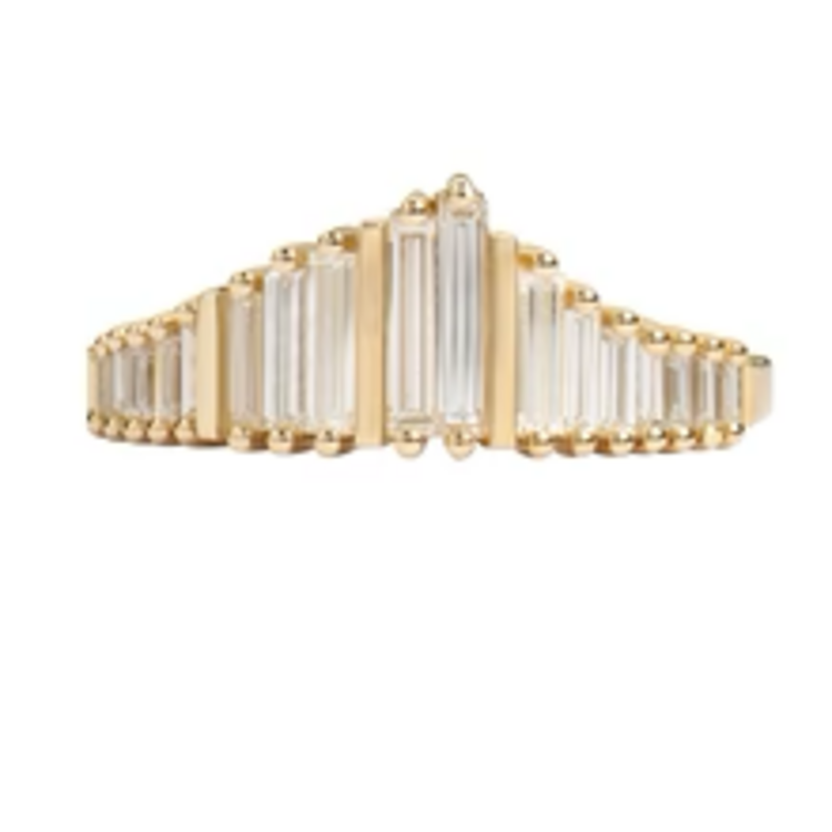 Artemer Needle Baguette Tiara Ring with Gold Bars
