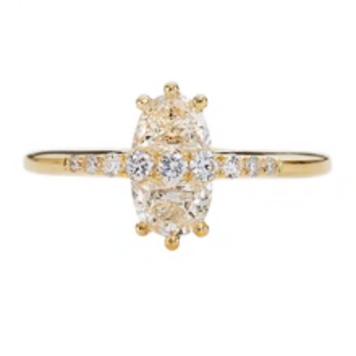 Artemer Two Stone Engagement Ring with Half Moon Cut Diamonds