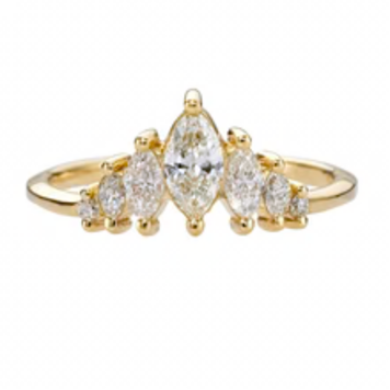 Artemer Unique Marquise Diamond Band - Five Diamond Tiara Ring