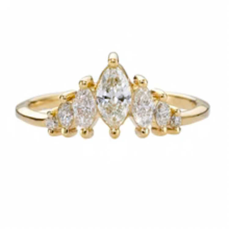 Artemer Unique Marquise Diamond Band - Five Diamond Tiara Ring