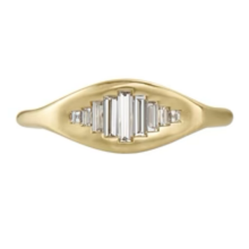 Artemer Empire Baguette Diamond Matte Gold Ring