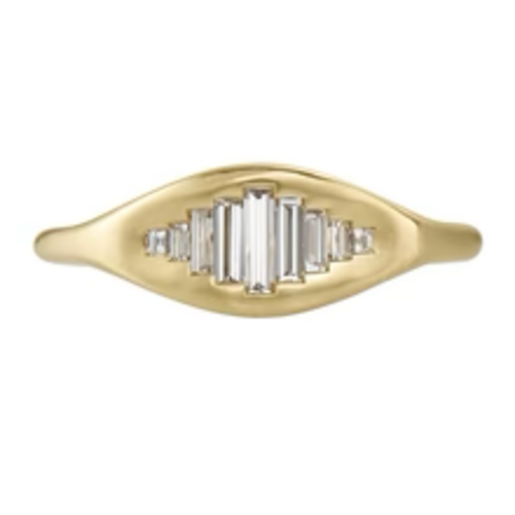 Artemer Empire Baguette Diamond Matte Gold Ring