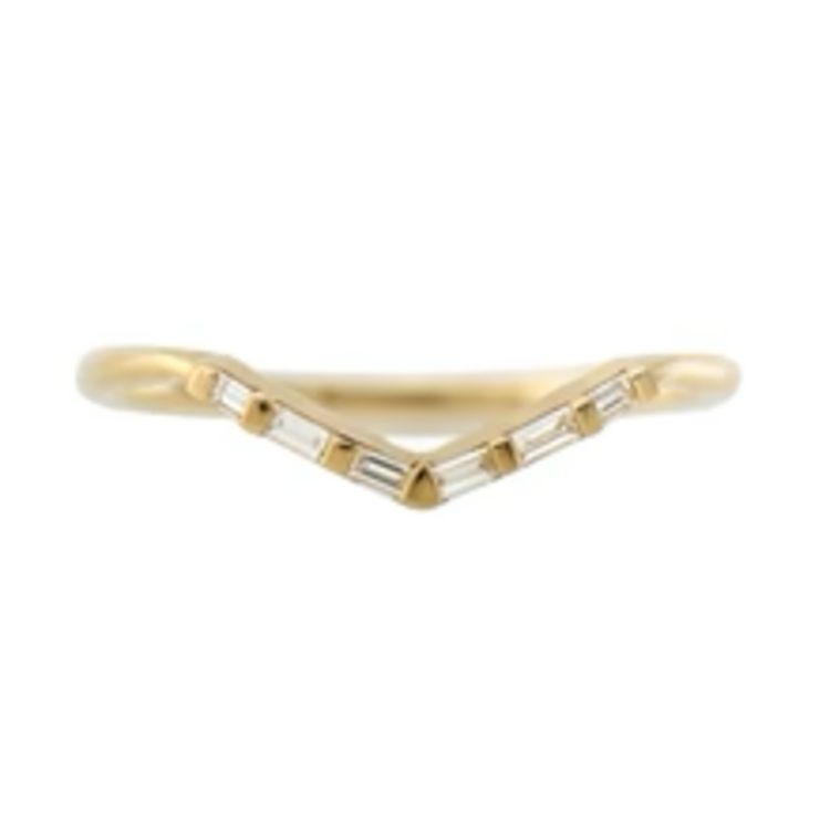 Artemer Chevron Wedding Ring with Baguette Diamonds - V Baguette Ring