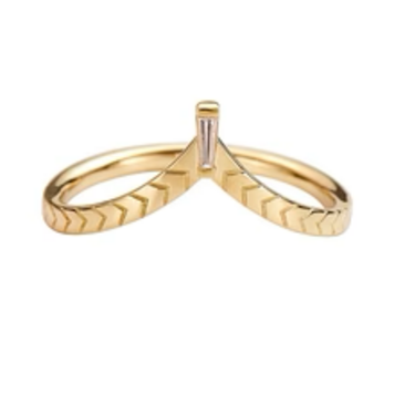 Artemer Chevron Wedding Band with Tapered Diamond