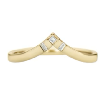 Artemer Chevron Wedding Ring with Baguette and Carre Diamonds