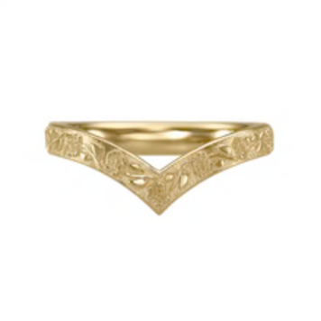 Artemer Embossed Roses on Gold Chevron Wedding Band