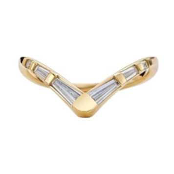 Artemer Chevron Curved Ring with Tapered Baguette Diamonds