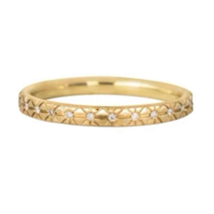 Artemer Half Eternity - Engraved Star Diamond Wedding Band