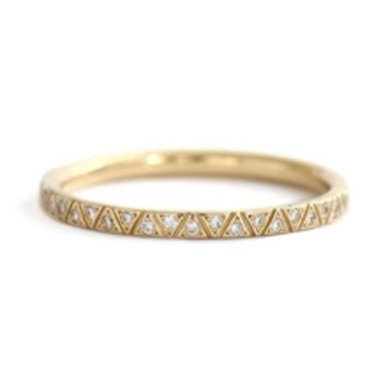 Artemer Half Eternity - Engraved Diamond Eternity Band - Geometric Pattern Eternity Ring