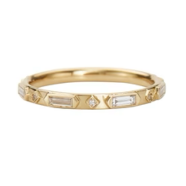 Artemer Half Eternity - Art Deco Diamond Wedding Band - Geometric Diamond Ring