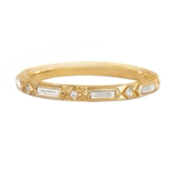 Artemer Art Deco Diamond Wedding Band - Geometric Diamond Ring