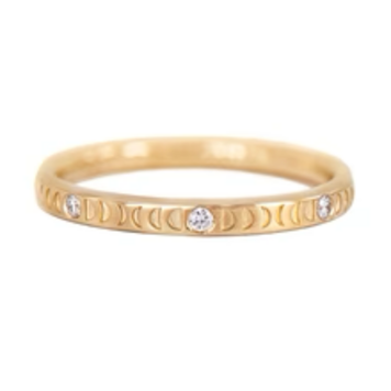 Artemer Moon Phase Ring with Full Moon Diamonds - Thin