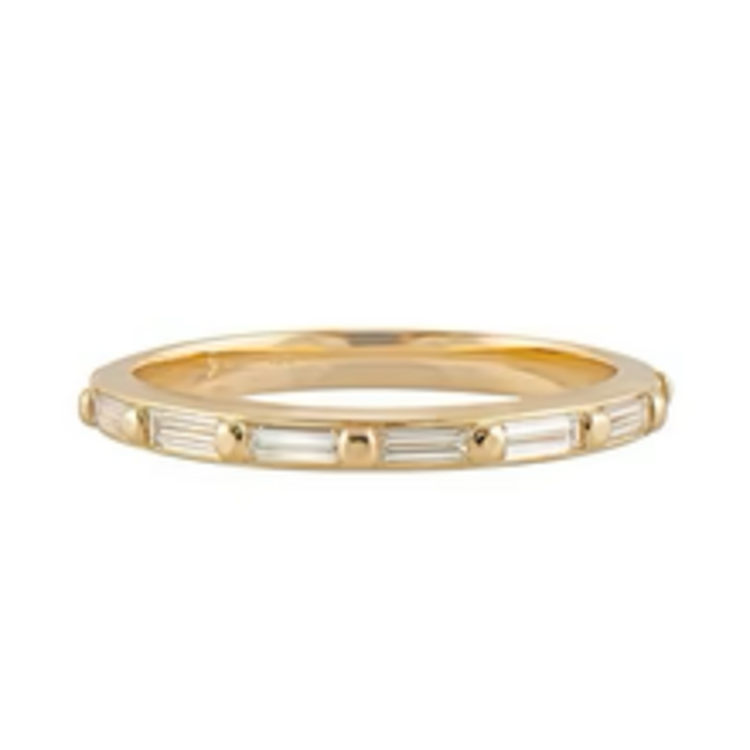 Artemer Half Eternity - Baguette Diamonds Eternity Wedding Ring - Baguette Cut Wedding Band