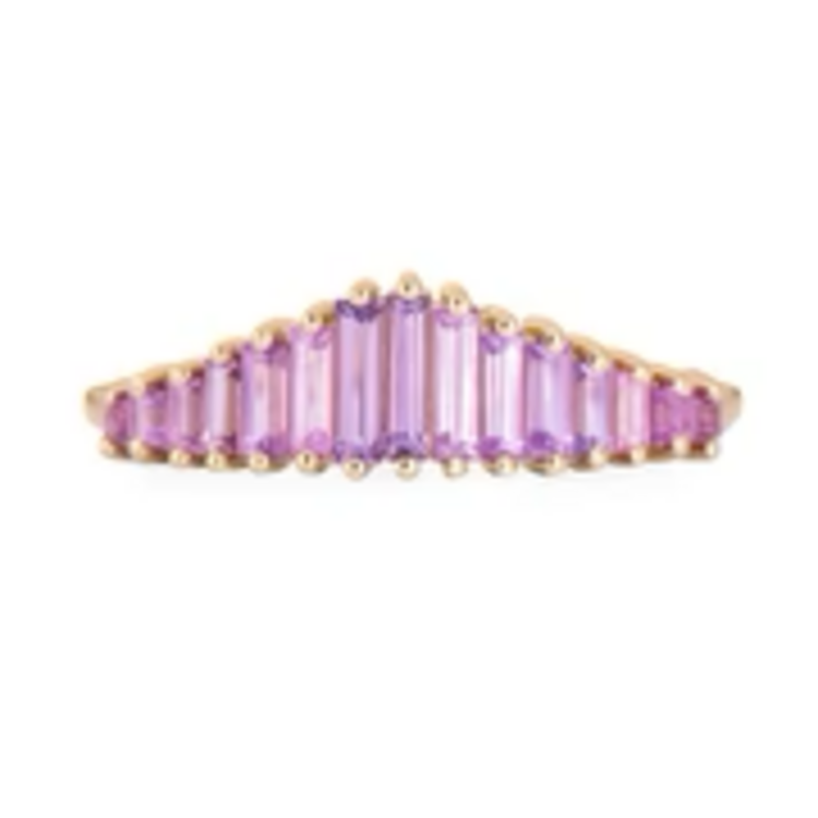 Artemer Baguette Cut Sapphire Ring - Purple and Lilac Engagement Ring