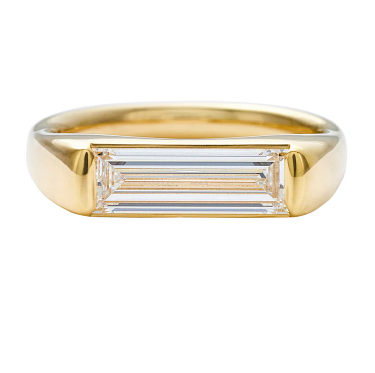 Artemer Minimalist Solitaire Engagement Ring with a Baguette Cut Diamond - OOAK