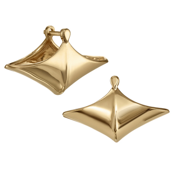 Artemer Modern 18K Gold Pointed Wide Huggie Earrings