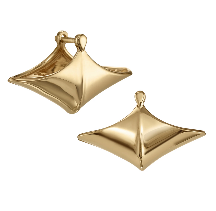 Artemer Modern 18K Gold Pointed Wide Huggie Earrings
